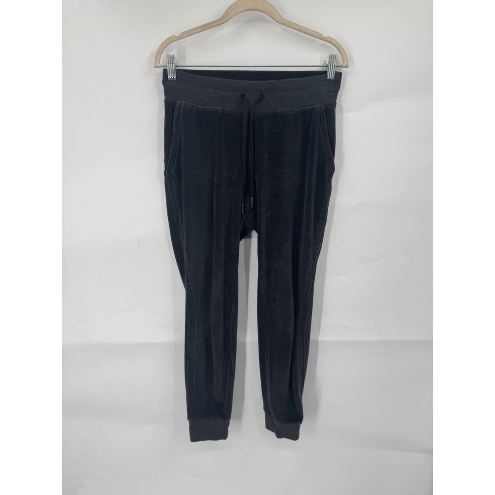 Lululemon Warm Down Velour Joggers Men Sz 6 Faded‎ Black Velour Athleisure Pants
